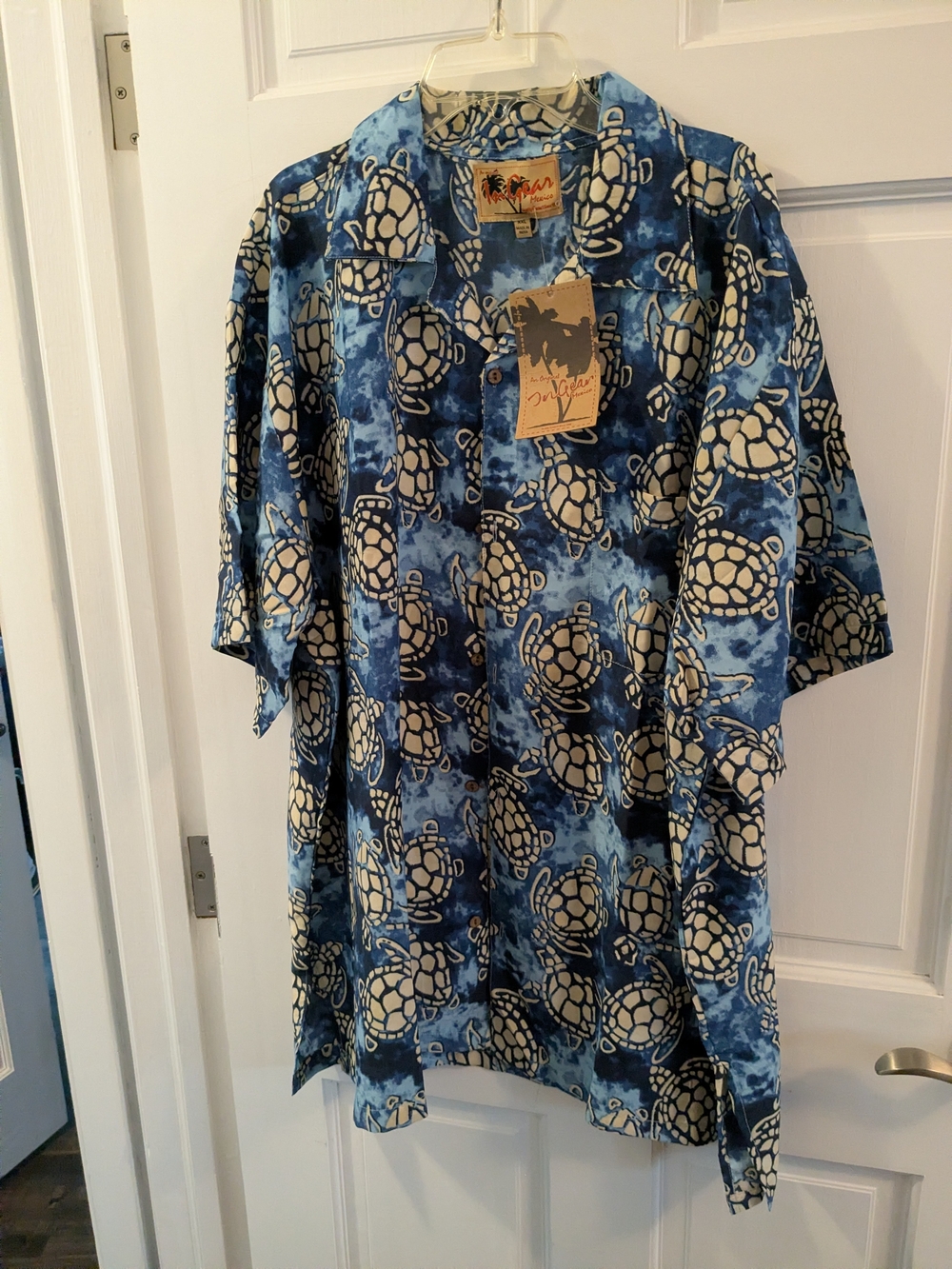 Ingear Blue & Cream Turtle-Print Camp Shirt